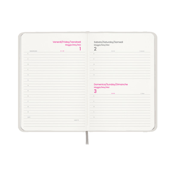 Agenda Giornaliera 2027, Copertina Rigida In Cartoncino Laminato - Bianco