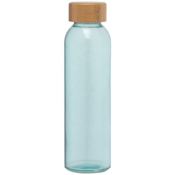 Alpine - 500 ml Glass Bottle with Bamboo Lid - Aqua / Silkscreen