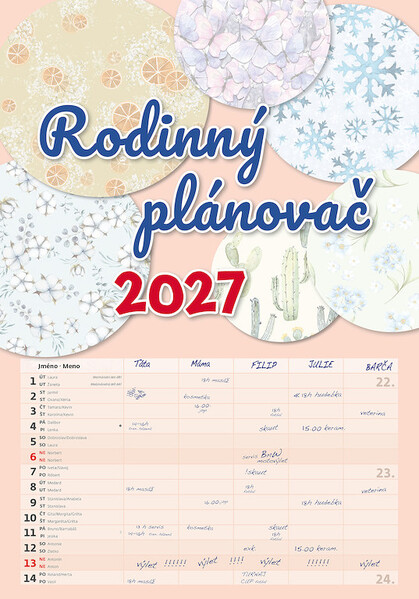 Plánovací nástěnný kalendář Rodinný plánovač 2027