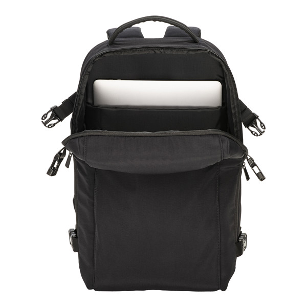 Travel Backpack With Laptop Compartment 15 Inch In Nylon Taslon - Black