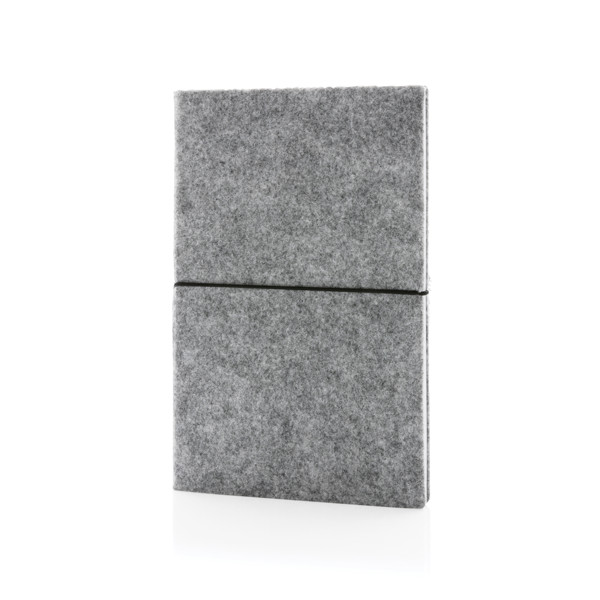 GRS certified recycled felt A5 softcover notebook - Grey