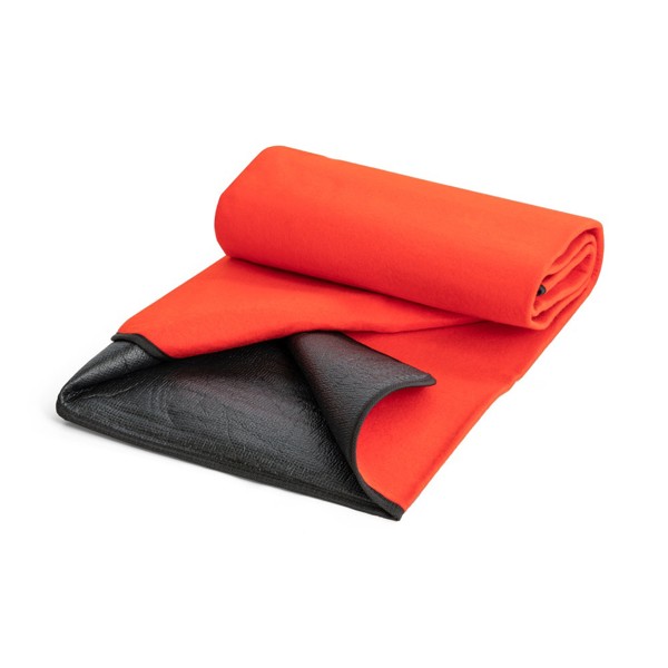 RILEY. Fleece blanket with carry handle and flap (180 g/m²) - Red
