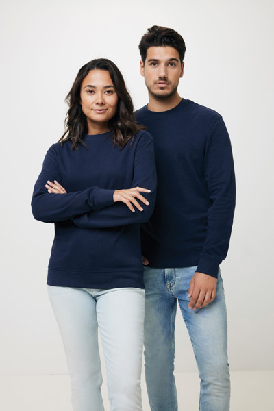 Sweater à col rond en coton recyclé Iqoniq Zion - Bleu Marine / XXS