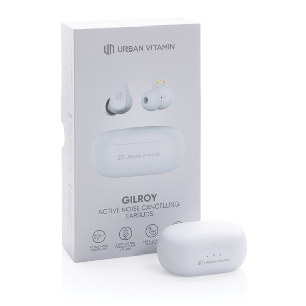 Ušesni čepki Urban Vitamin Gilroy, ANC 30 dB, 20 ur predvajanja - Bela