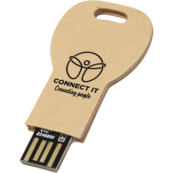 Clé USB 2.0 en papier recyclé en forme de clé - Marron kraft / 2GB