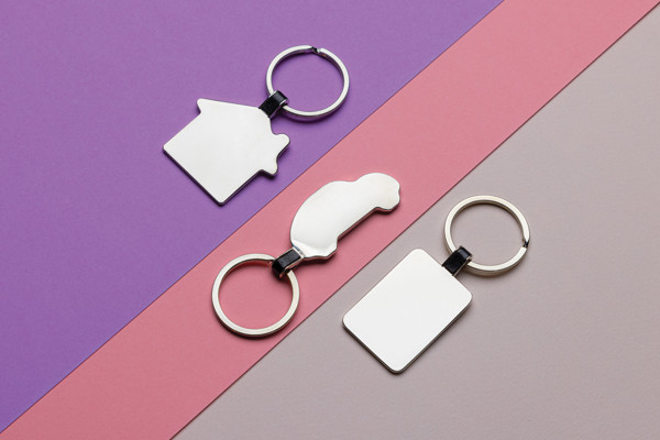 RCS recycled zinc alloy rectangle keyring