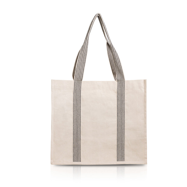 Canvas Bag With Gusset And Magnetic Closure - Black