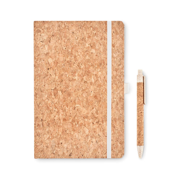 A5 cork notebook with pen Suber Set - Beige