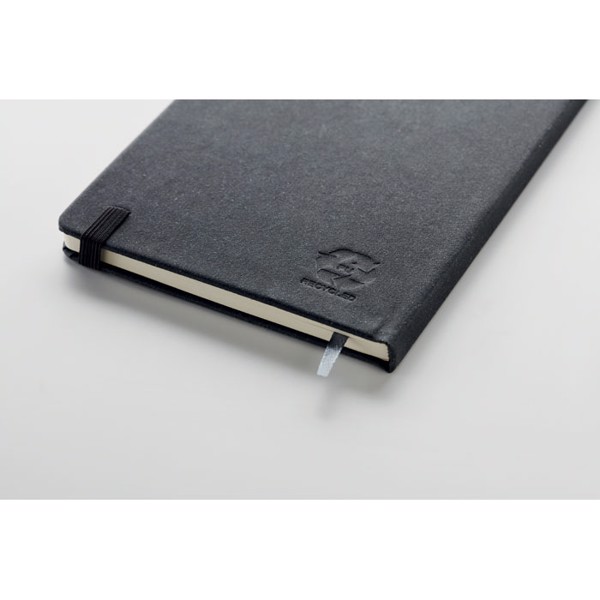 Recycled PU A5 lined notebook Baobab - Black