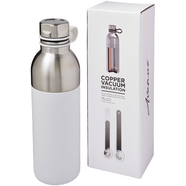 Koln 590 ml copper vacuum insulated sport bottle - White