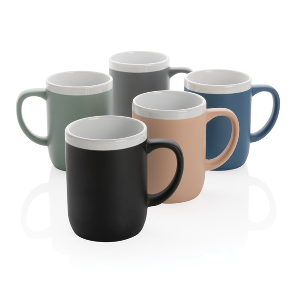 Mug 300ml en céramique avec bord blanc - Bleu / Blanc