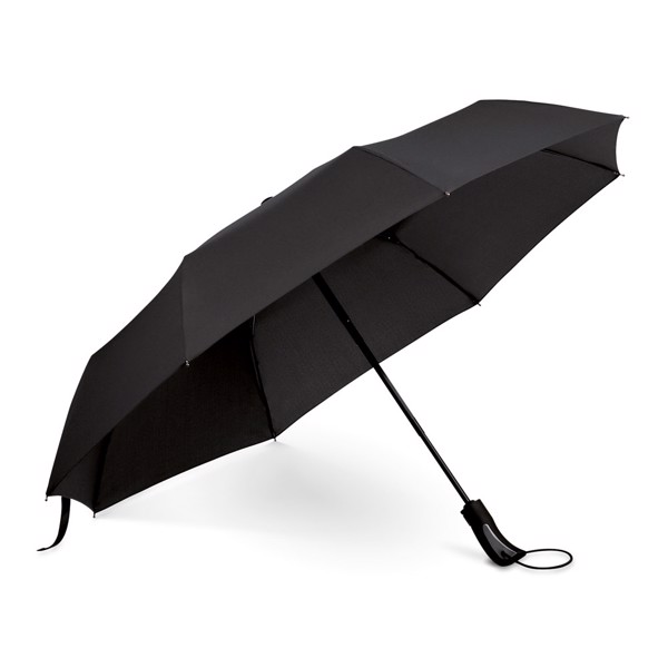 CAMPANELA. 190T compact pongee umbrella with automatic opening and closing - Black