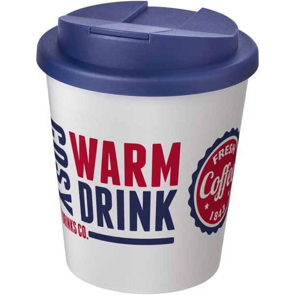 Gobelet isolant Espresso Americano® 250ml avec couvercle anti-fuite - Blanc / Bleu