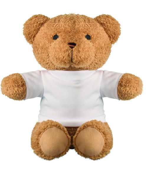 Teddy bear with t-shirt 23 cm Jackie - White