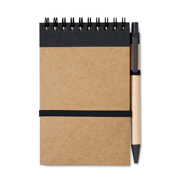 A6 recycled notepad with pen Sonora - Black