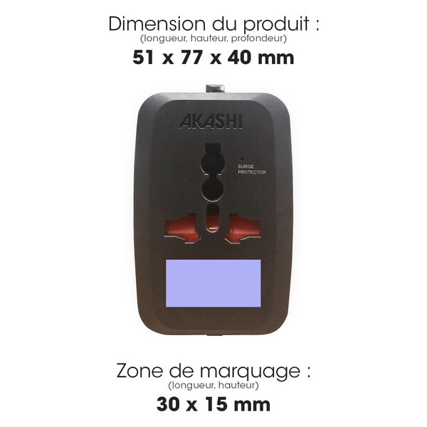 KOJIMA - ADAPTATEUR UNIVERSEL DE VOYAGE AVEC SORTIES USB-C ET USB-A - NOIR