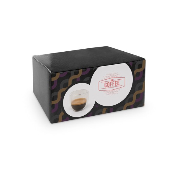EXPRESSO. Set à café en verre borosilicaté avec 2 verres