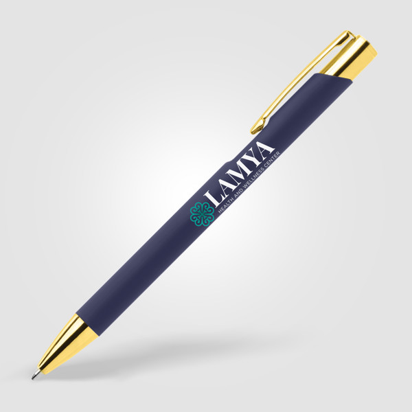 Stylo Crosby Doré - Bleu foncé / Jet d’encre 4 couleurs