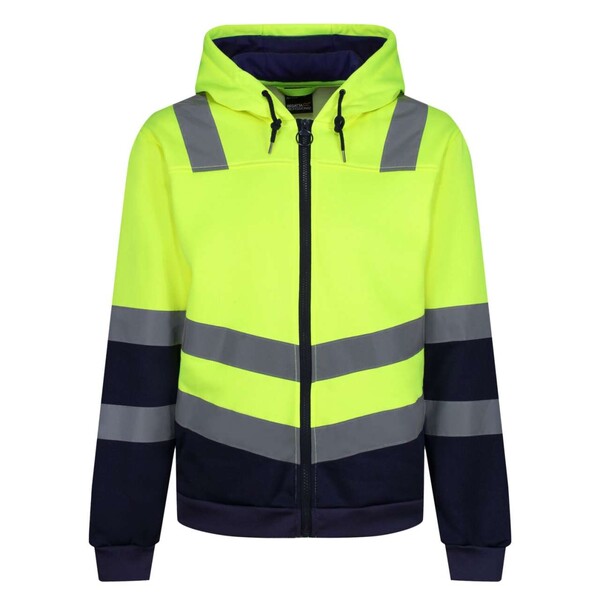 Pro Hi-Vis Full Zip Hoodie - Yellow / Navy / S