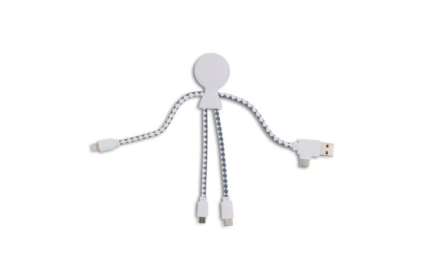 Xoopar Mr. Bio cable, USB, USB-C, recycled plastic - White