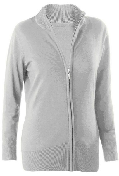 Ladies' Full Zip  Cardigan - Grey Melange / 2XL