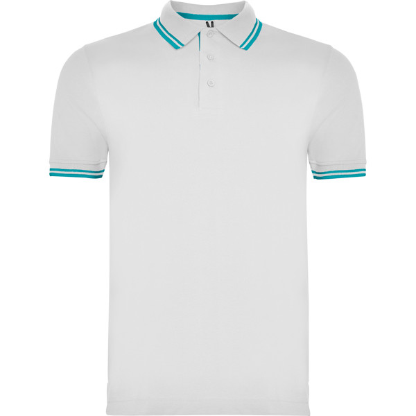 Montreal Polo Shirt - White/Turquoise / L