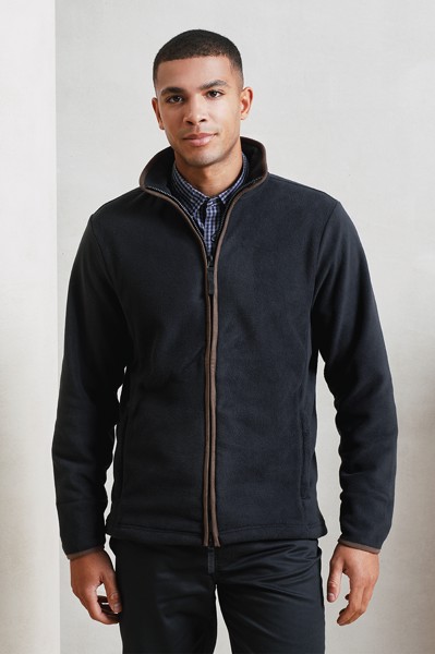 Men's 'Artisan' Fleece Jacket - Moss Green / Brown / XL