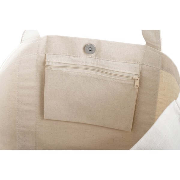 VILLE. Saco 100% algodão canvas com bolso frontal e interior (280 g/m²) - Natural Claro