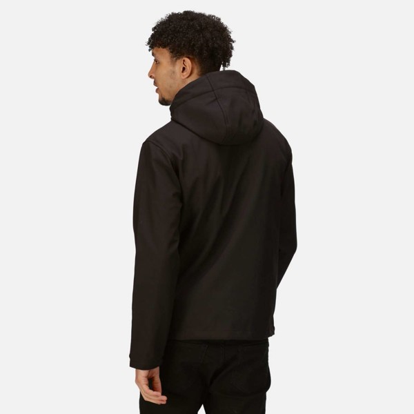 Venturer 3 Layer Hooded Printable Softshell Jacket - Black / Black / M