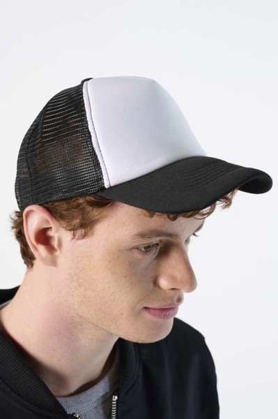 Sol's Bubble - Five Panel Mesh Cap - White / Black