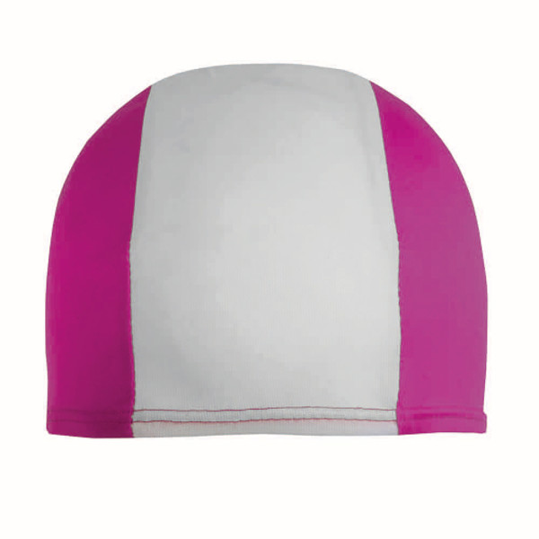 Polyester Swimming Cap Junior Size - White / Fuxia