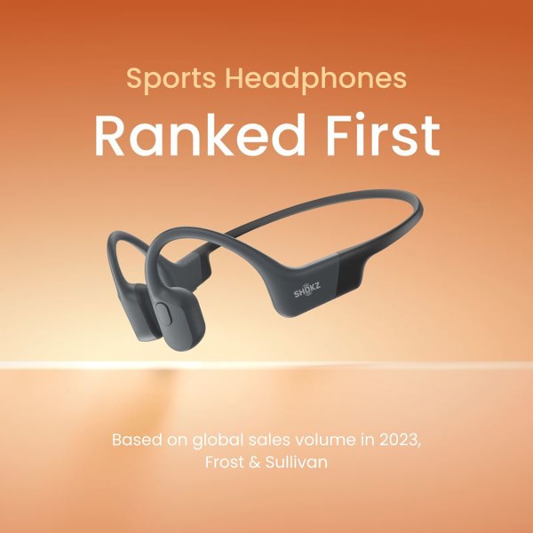 Shokz OpenRun USB-C Mini, Bluetooth headphones in front of the ears