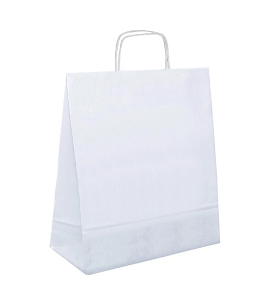 White Twisted Handle White Paper Bags, Esra, 10 x 5 x 10H 50pcs /