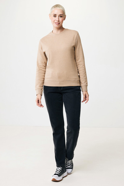 Pull à col rond en coton recyclé non teinté Iqoniq Denali - Heather Brown / XXS