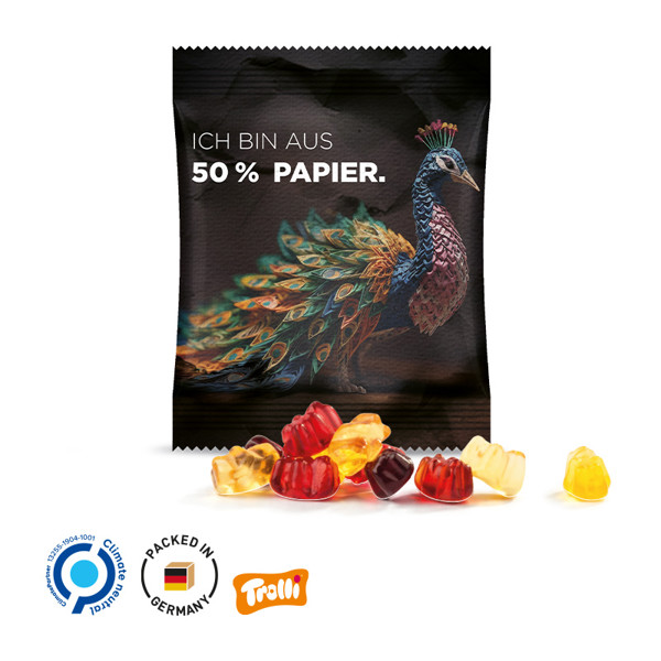 Minitüte 10G, Gummibärchen 30% Fruchtsaft, Weiß / Folie Mit 50% Papieranteil, Weiß