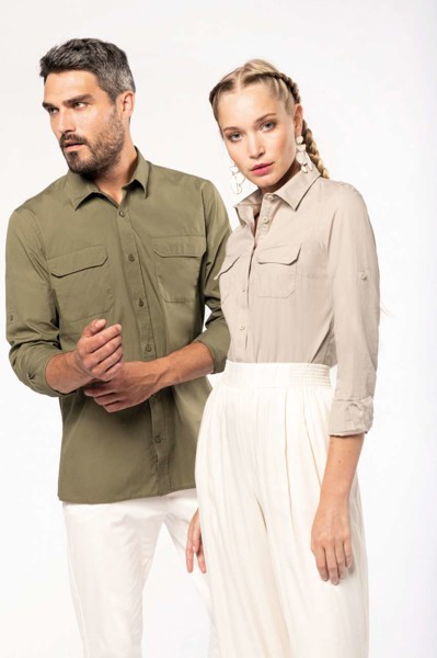 Men's Long-Sleeved Safari Shirt - White / XL
