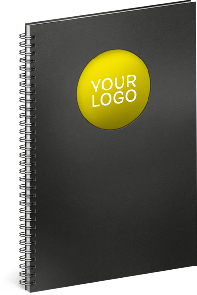 Zápisník Twin Black/Yellow, linajkovaný, 21 x 29,7 cm