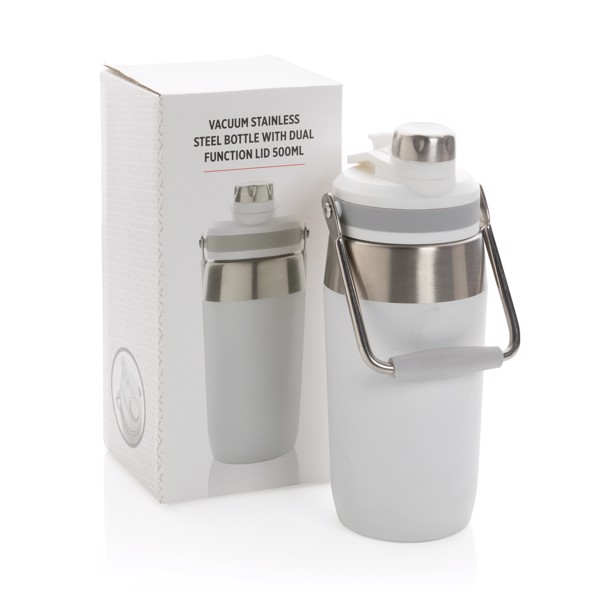 Xd Collection bottle, dual lid, 500ml, vacuum insulated - White
