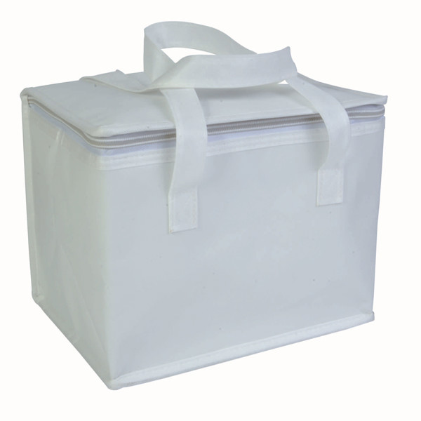 Laminated Non-Woven Fabric Cooler Bag With Silver Interior - White