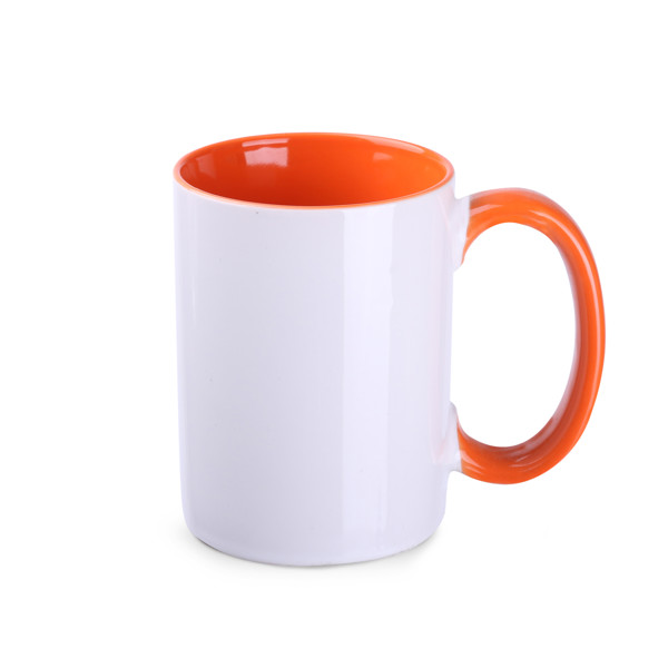 Evergreen ceramic mug, 350g, 103mm height - White / Orange