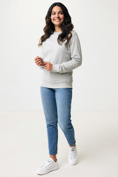 Pull à col rond en coton recyclé non teinté Iqoniq Denali - Heather Grey / M