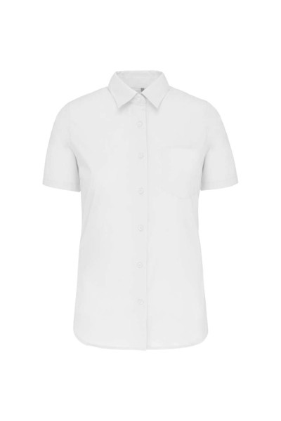 Ladies' Short-Sleeved Cotton Poplin Shirt - White / 2XL