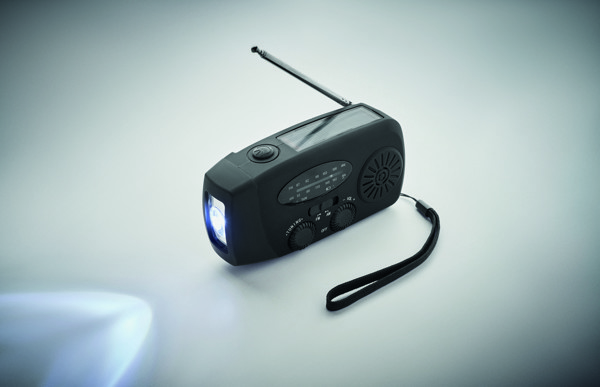 Portable radio with LED torch Onda - Black