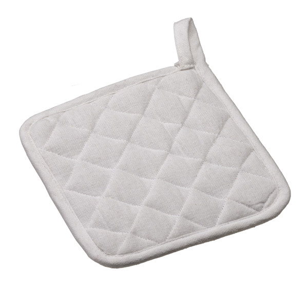 Recycled Cotton Kitchen Pot Holder  With Hooking Loop - White