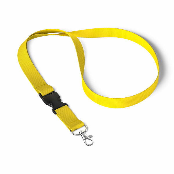 Detachable polyester pantone matched screenprint lanyard - Bright Yellow / 15mm width / Metal carabiner
