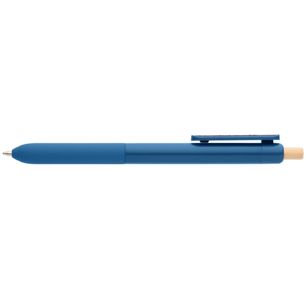 Stylo à clip sensoriel en plastique recyclé Echo - Bleu marine / Sérigraphie