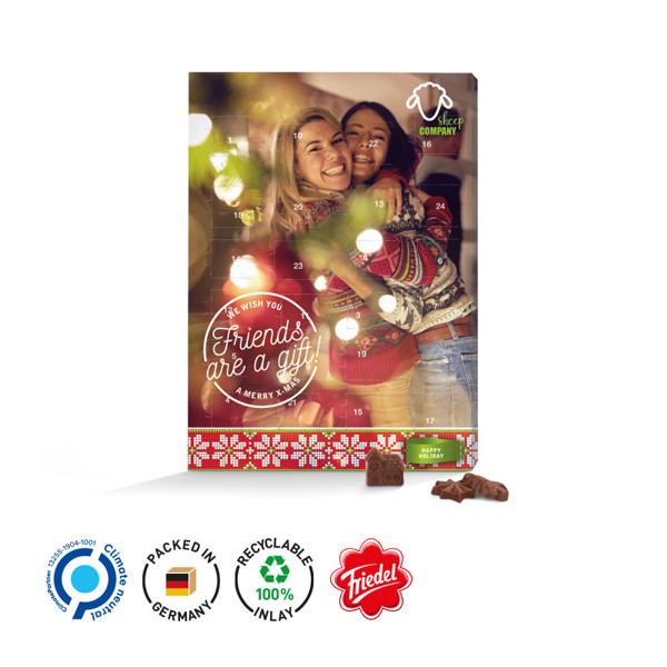 Classic Wall Advent Calendar, White / Solid Cardboard Cover Landscape Format: White, Inlay: Reycyclable