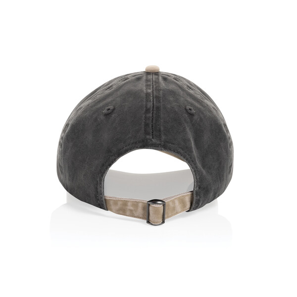 BEAU AWARE™ Washed 6 panel 270gsm cotton twill two tone cap - Zwart