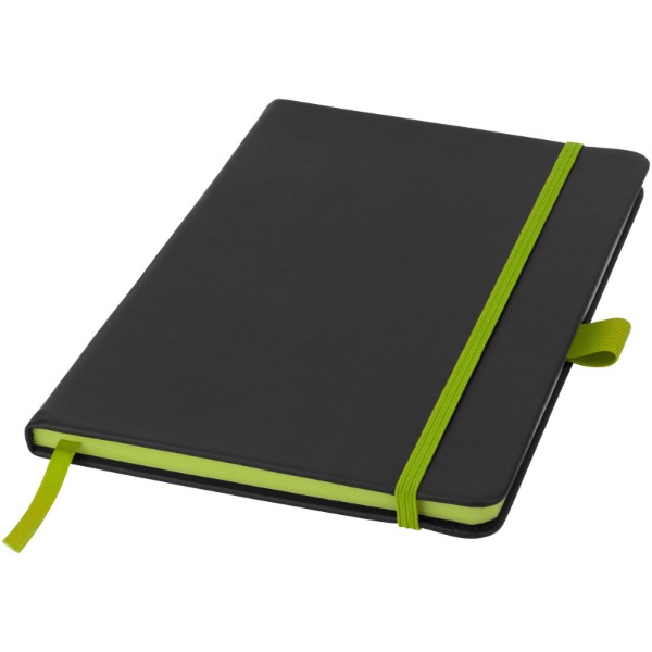 Colour-edge A5 hard cover notebook - Black / Lime