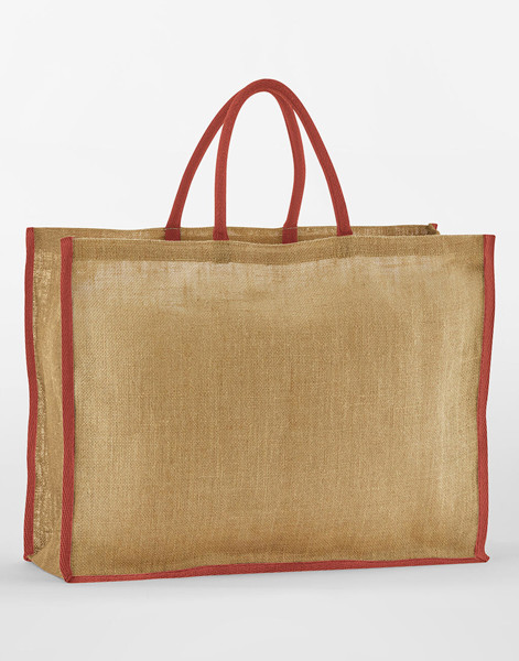 Natural Starched Jute Market Shopper - Natural / Olive Green / ONE SIZE